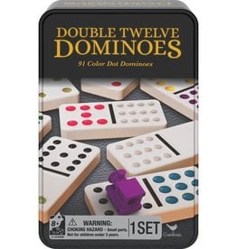 Traditions Double 12 Dominoes in Tin with Trains