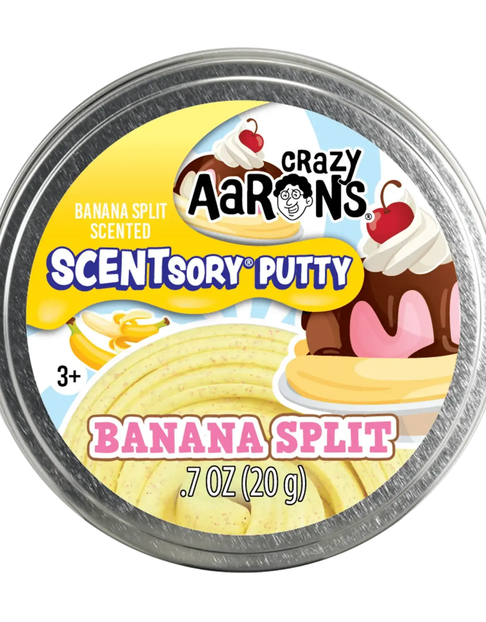 Crazy Aaron's Thinking Putty Crazy Aarons Scentsory  Banana Split 2.75"