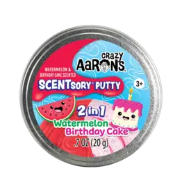 Crazy Aaron's Thinking Putty Crazy Aarons Scentsory Duos Watermelon/Birthday Cake 2.75"