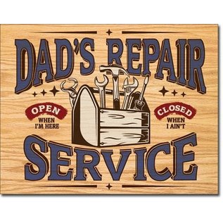 Novelty  Metal Tin Sign 12.5"Wx16"H Pontiac V8Dad's Repair Service Novelty Tin Sign