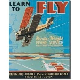 Novelty  Metal Tin Sign 12.5"Wx16"H Learn to Fly Novelty Tin Sign