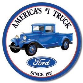 Novelty  Metal Tin Sign 12.5"Wx16"H Ford - Trucks Round Novelty Tin Sign