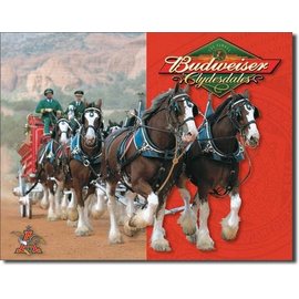 Novelty  Metal Tin Sign 12.5"Wx16"H Budweiser - Clydesdales Novelty Tin Sign