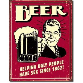 Novelty  Metal Tin Sign 12.5"Wx16"H Beer - Ugly People Novelty Tin Sign