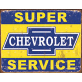 Novelty  Metal Tin Sign 12.5"Wx16"H Super Chevy Service Novelty Tin Sign