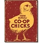 Novelty  Metal Tin Sign 12.5"Wx16"H Co-Op Chicks Novelty Tin Sign