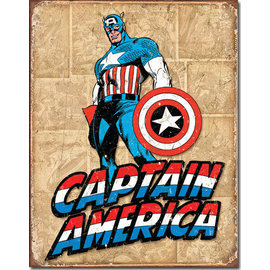 Novelty  Metal Tin Sign 12.5"Wx16"H Captain America Retro Panels Novelty Tin Sign