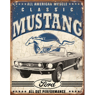 Novelty  Metal Tin Sign 12.5"Wx16"H Classic Mustang Novelty Tin Sign