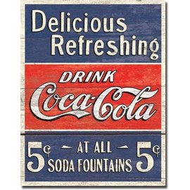 Novelty  Metal Tin Sign 12.5"Wx16"H Coke - Delicious 5 Cents Novelty Tin Sign