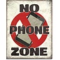 Novelty  Metal Tin Sign 12.5"Wx16"H No Phone Zone Novelty Tin Sign
