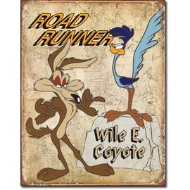 Novelty  Metal Tin Sign 12.5"Wx16"H Road Runner & Wyle E Coyote Novelty Tin Sign