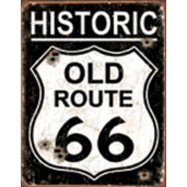 Novelty  Metal Tin Sign 12.5"Wx16"H Old Route 66 - Weathered Novelty Tin Sign