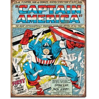 Novelty  Metal Tin Sign 12.5"Wx16"H Captain America Comic Cover Novelty Tin Sign