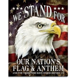Novelty  Metal Tin Sign 12.5"Wx16"H We Stand For Our Flag Novelty Tin Sign