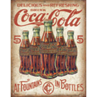 Novelty  Metal Tin Sign 12.5"Wx16"H COKE - 5 Bottles Retro Novelty Tin Sign