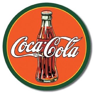 Novelty  Metal Tin Sign 12.5"Wx16"H COKE - Round 30's Bottle & Logo Novelty Tin Sign