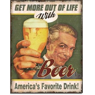 Novelty  Metal Tin Sign 12.5"Wx16"H Beer - America's Favorite Novelty Tin Sign