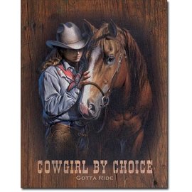 Novelty  Metal Tin Sign 12.5"Wx16"H Cowgirl by Choice Novelty Tin Sign