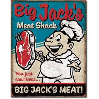 Novelty  Metal Tin Sign 12.5"Wx16"H Big Jack's Meats Novelty Tin Sign