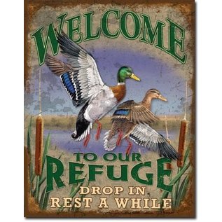 Novelty  Metal Tin Sign 12.5"Wx16"H Welcome to our Refuge Novelty Tin Sign