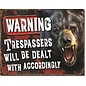 Novelty  Metal Tin Sign 12.5"Wx16"H Trespassers - Bear Novelty Tin Sign