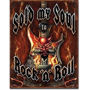 Novelty  Metal Tin Sign 12.5"Wx16"H Sold Soul to Rock n Rol Novelty Tin Sign