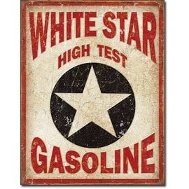 Novelty  Metal Tin Sign 12.5"Wx16"H White Star Gasoline Novelty Tin Sign