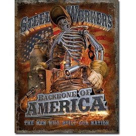 Novelty  Metal Tin Sign 12.5"Wx16"H Steel Workers - Backbone Novelty Tin Sign
