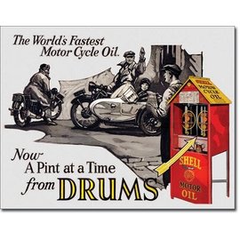 Novelty  Metal Tin Sign 12.5"Wx16"H Shell Motorcycle Oil Novelty Tin Sign