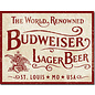 Novelty  Metal Tin Sign 12.5"Wx16"H Budweiser - World Renowned Novelty Tin Sign