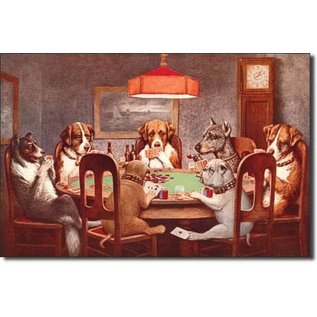 Novelty  Metal Tin Sign 12.5"Wx16"H 7 Dogs PLaying Poker Novelty Tin Sign