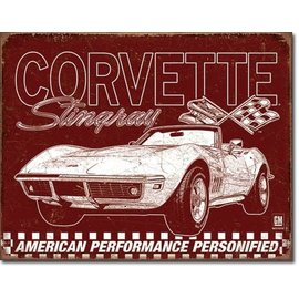 Novelty  Metal Tin Sign 12.5"Wx16"H Corvette 69 Stingray Novelty Tin Sign