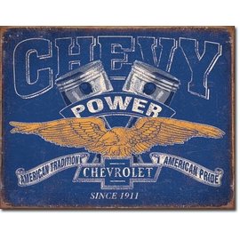 Novelty  Metal Tin Sign 12.5"Wx16"H Chevy Power Novelty Tin Sign