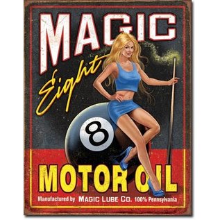 Novelty  Metal Tin Sign 12.5"Wx16"H Magic Eight Motor Oil Novelty Tin Sign