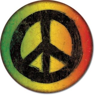 Novelty  Metal Tin Sign 12.5"Wx16"H Rasta Peace Sign Novelty Tin Sign