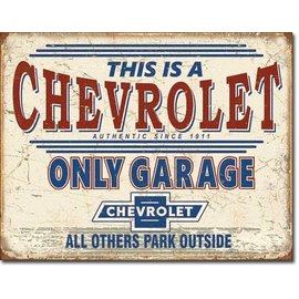 Novelty  Metal Tin Sign 12.5"Wx16"H Chevy Only Garage Novelty Tin Sign