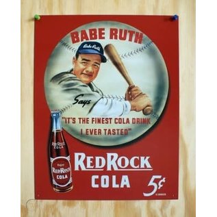 Novelty  Metal Tin Sign 12.5"Wx16"H Babe Ruth/Red Rock Kola Novelty Tin Sign