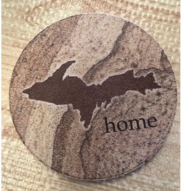 COUNTER ART UP map home coaster sandstone  round