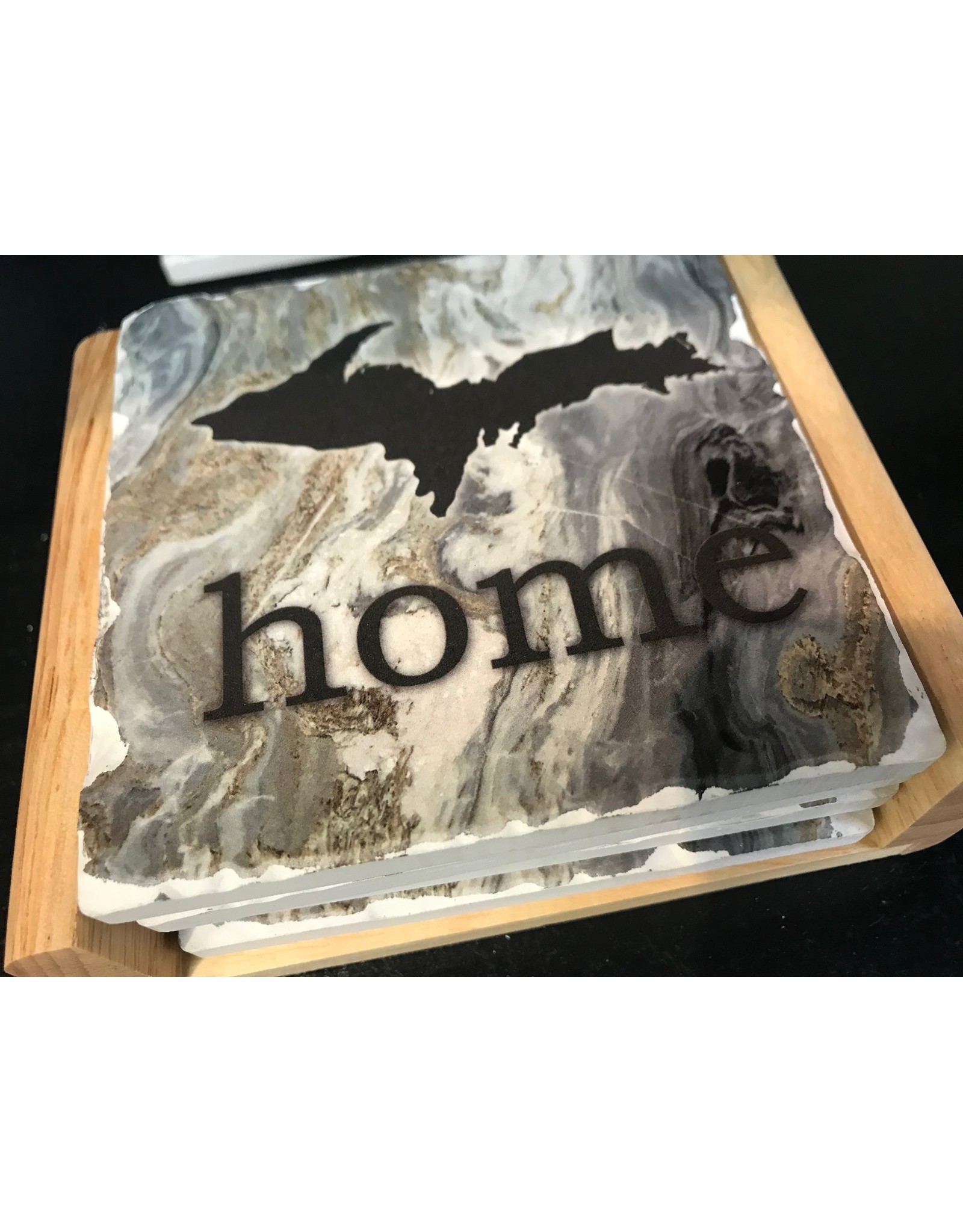 COUNTER ART UP  gray/brown quartz sq coaster