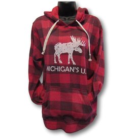 MONKEY BUSINESS DIPPY MOOSE on Buffalo Plaid Hoodie