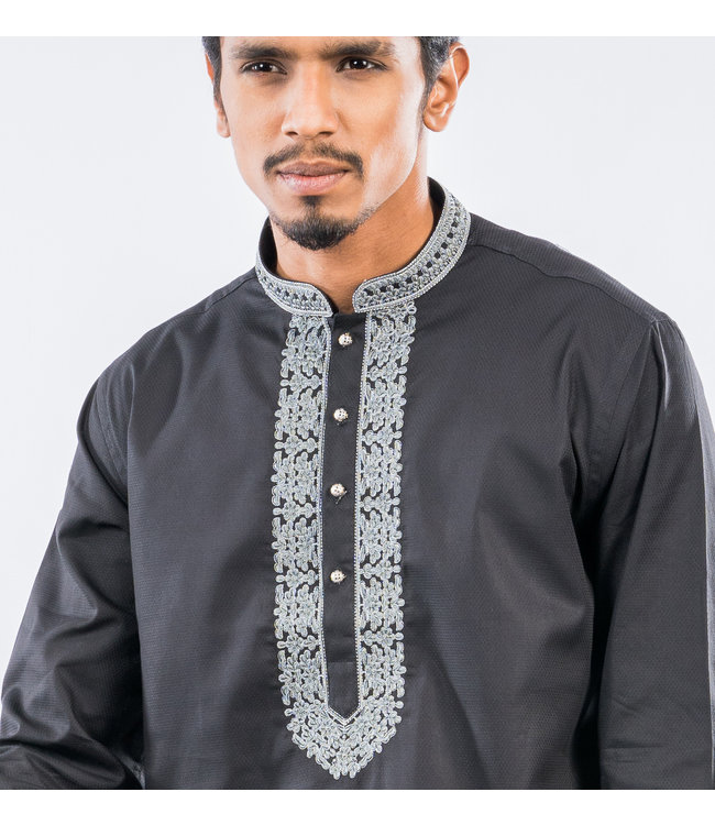 Black White Embroidery Family