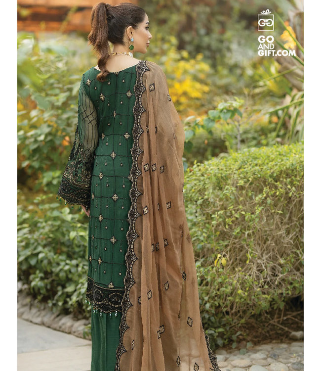 Adan's Libas Embroidered Chiffon Viridian