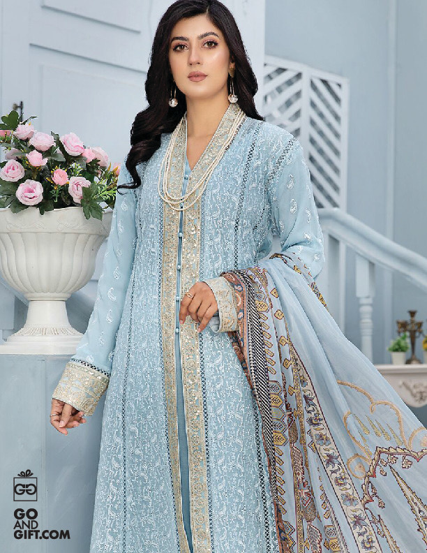 chinese dress ladies Buy Cherry & Jerry Navy Blue Sequin Chikankari Maxi Dress at Amazon.in main image 0