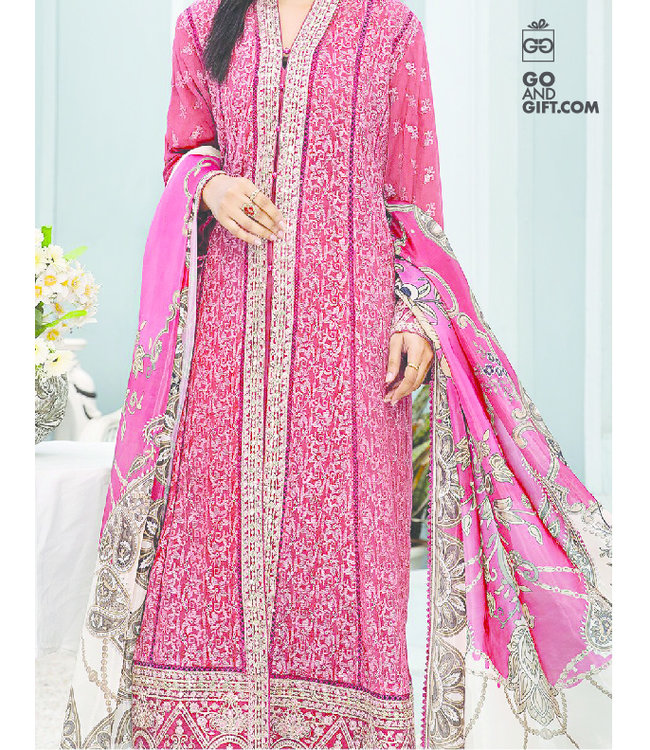 Adan's Libas Chikankari Gown Peachy