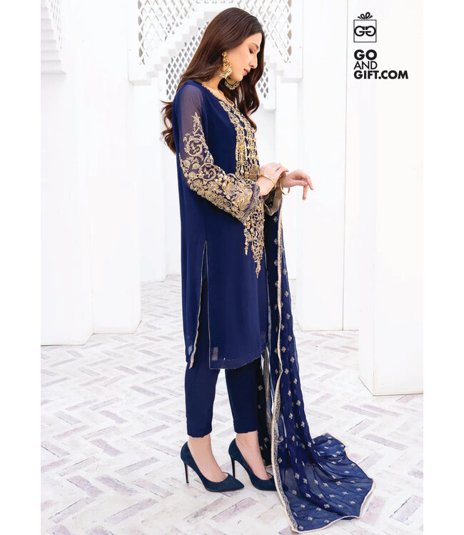 Laleen Laleen-Gulrekh-Navy Blue-Pret-PK