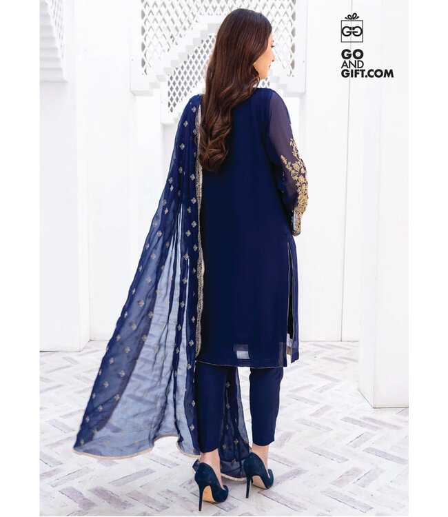 Laleen Laleen-Gulrekh-Navy Blue-Pret-PK