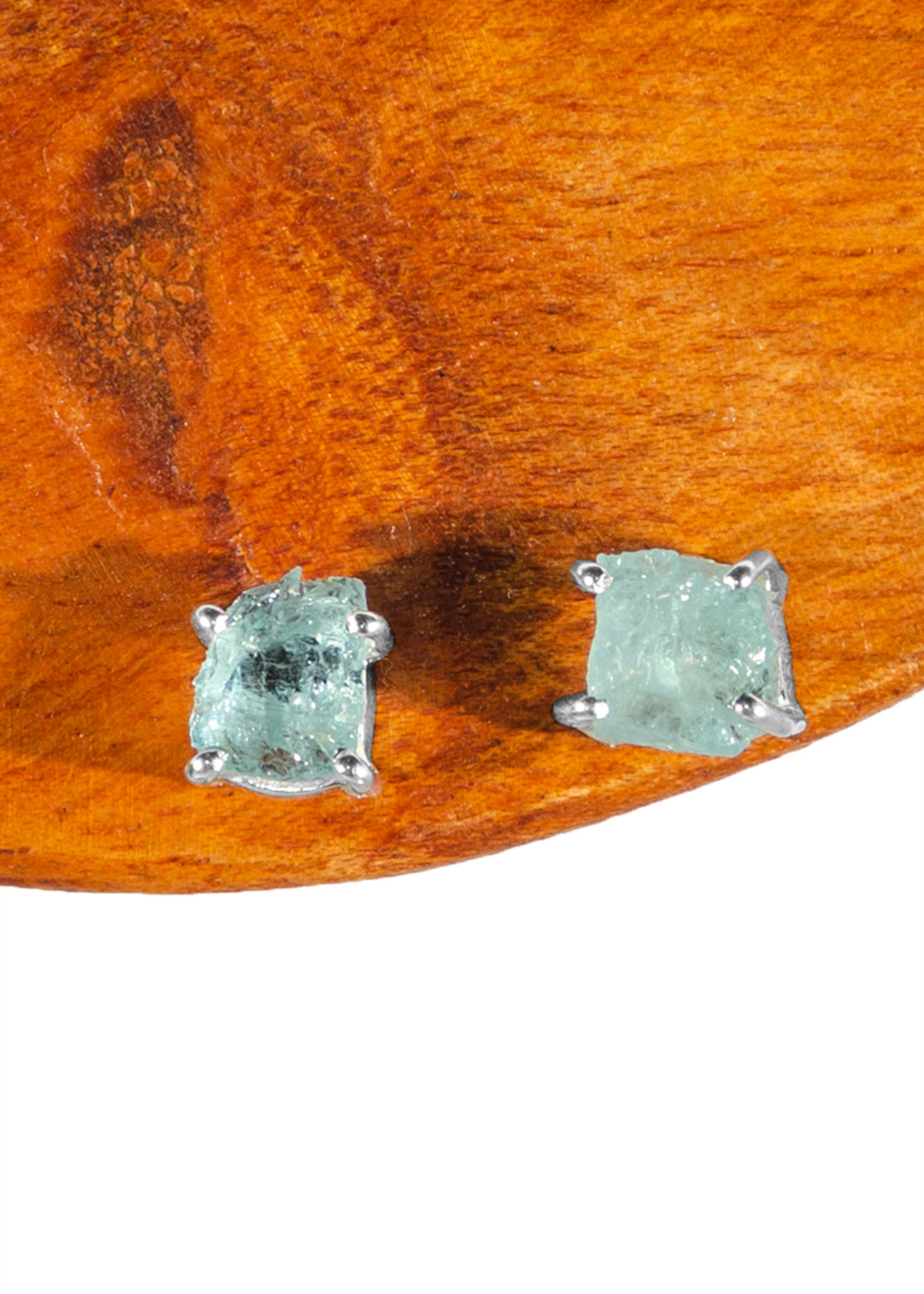 Minerals & Mystics Aquamarine Unpolished Post Earrings