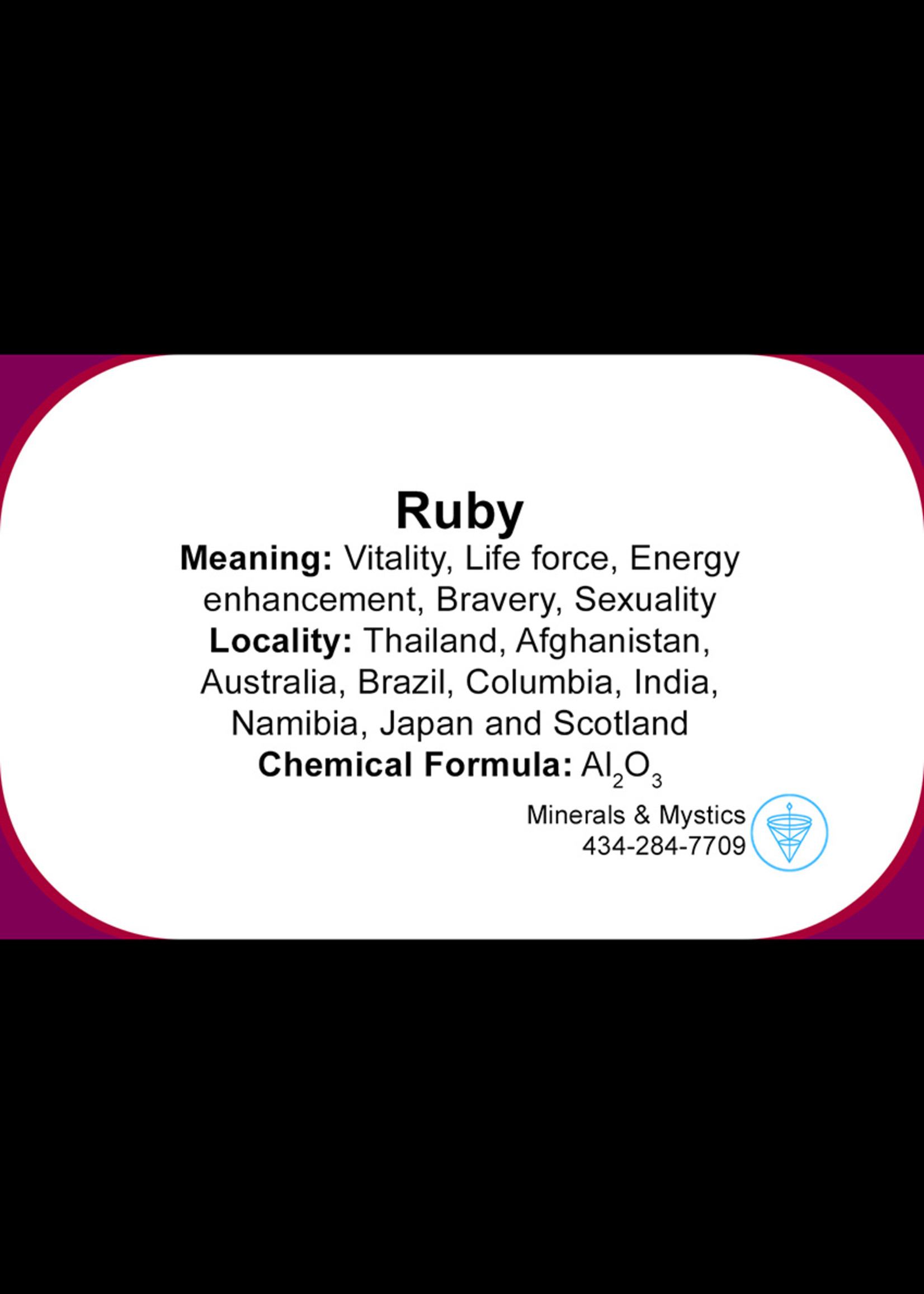 Minerals & Mystics Ruby Unpolished Crystal