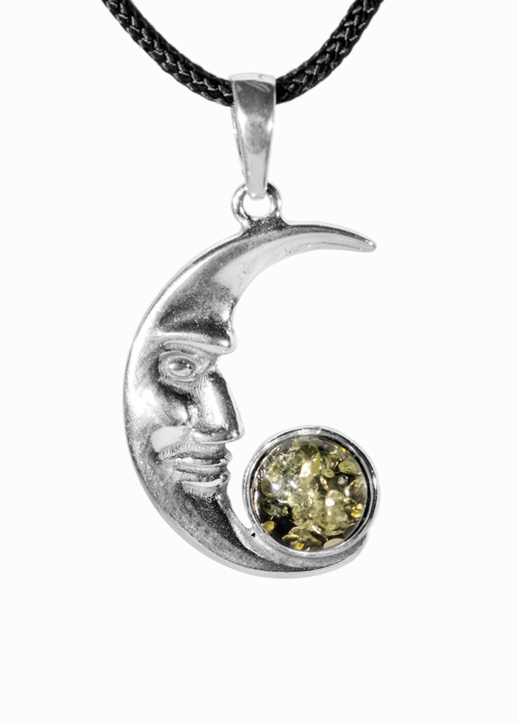 Minerals & Mystics Amber Crescent Moon Pendant