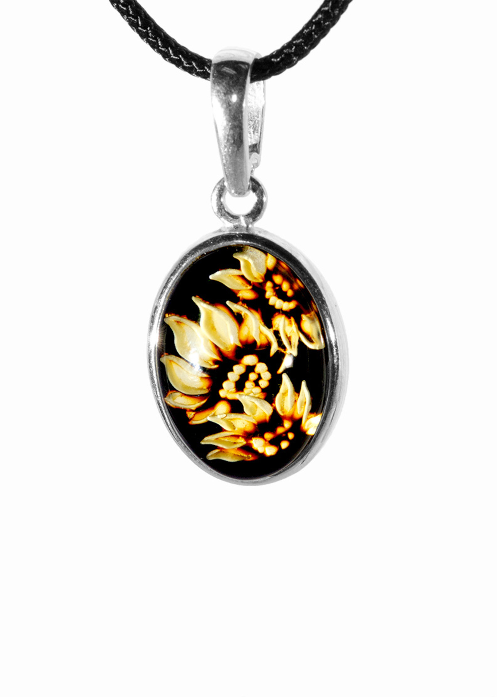 Minerals & Mystics Carved Amber Pendant